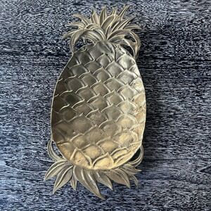 Vintage Brass Pineapple Footed Dish Catchall Decor